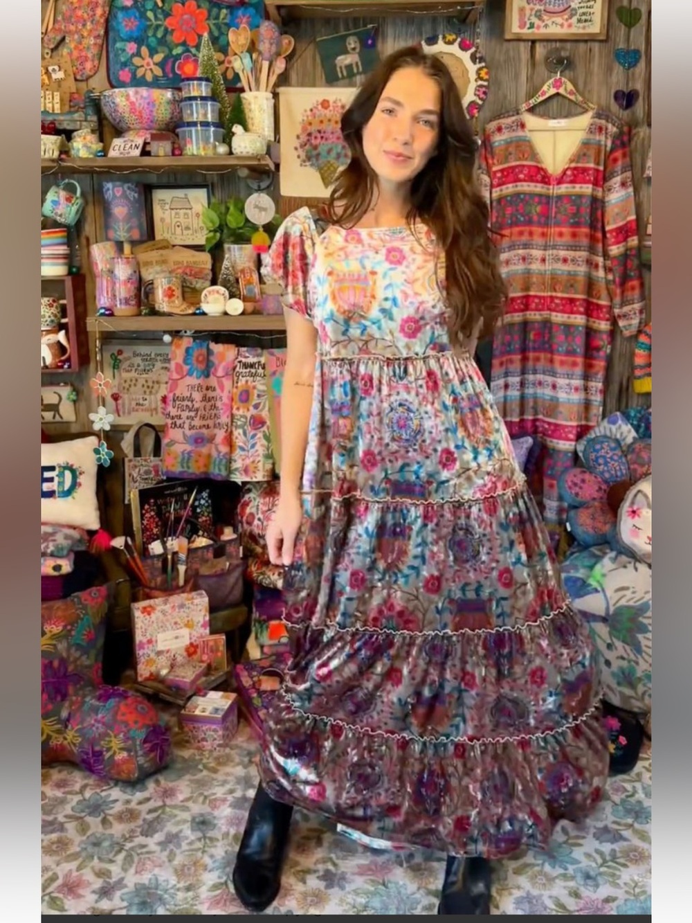 Natural Life Women’s Maxi Multicolor Floral Boho Style Dress Size: M - Picture 8 of 8